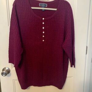 Karen Scott Burgundy Knit Cardigan